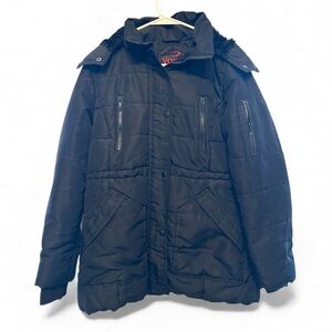 Yoki Mid 2000’s Era Black Winter Weather Puffer Jacket w/ Detachable Hood Large